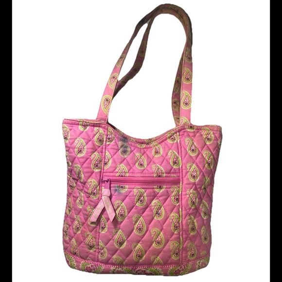 Vera Bradley Handbags - Vera Bradley Quilted Paisley Bermuda Pink Tote Bag Retired Handbag Purse
